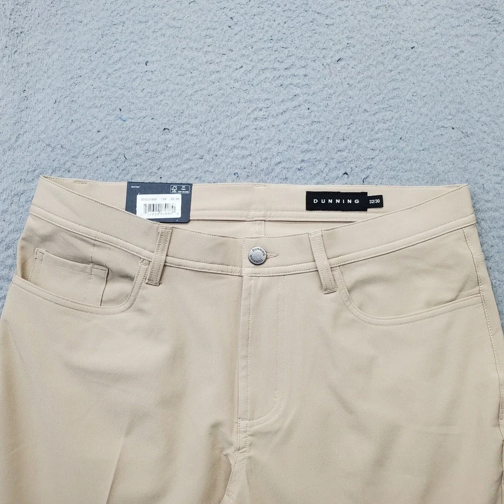 Dunning Golf Chino Pants Mens 32/30 Tan Performance Stretch Quick Dry D7S21P068
